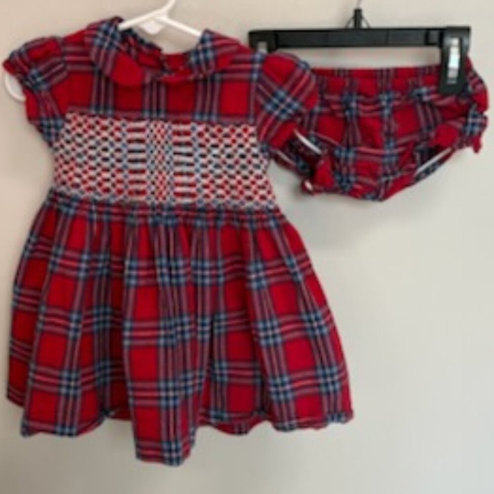 Question Everything Baby Girl 12-18 Months Dress Plaid Hand Smocked